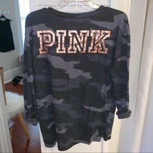 Victoria’s Secret Pink Long Sleeve V- Neck Tee